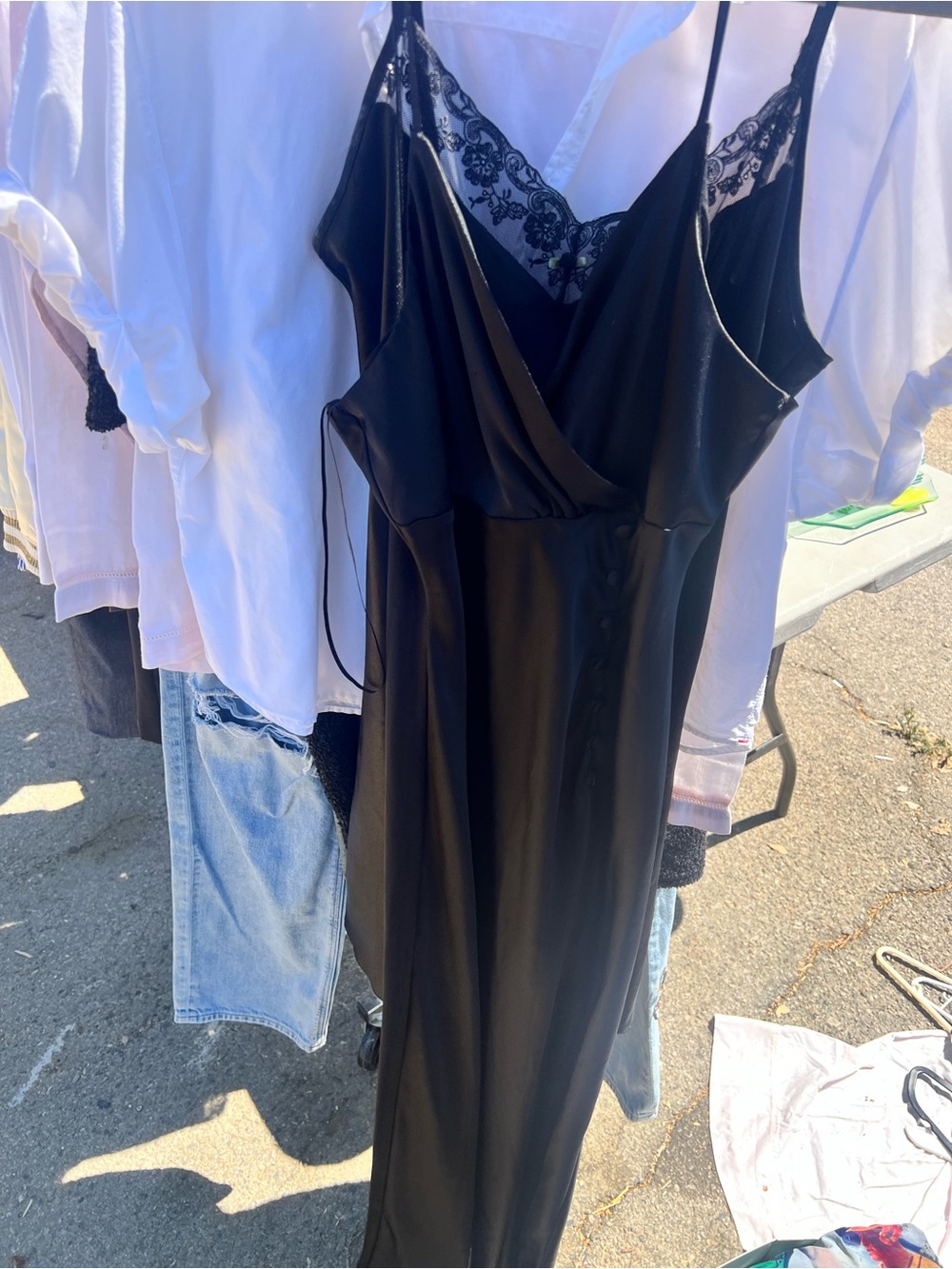 Zara Black Lace-Trim Slip Dress